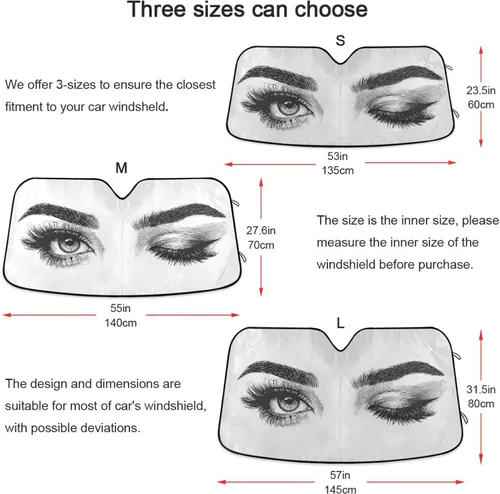 Vista 3 de Parasoles para parabrisas de vehículo, diseño de ojos de mujer, guiño y pestañas sexys, bloquean rayos ultravioleta y mantienen tu vehículo fresco