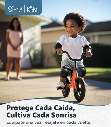 Vista 2 de Rodilleras y coderas con protectores de muñeca Simply Kids, tecnología HardSoft. Juego de equipo de protección certificado CPSIA. Rodilleras
