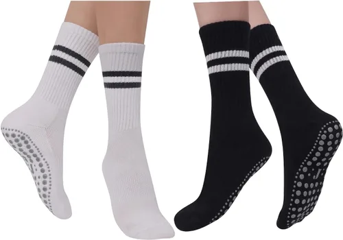 Vista 3 de Calcetines de agarre antideslizantes para mujer, calcetines acolchados ideales para yoga, pilates, barras, baile, hospital, entrenamientos