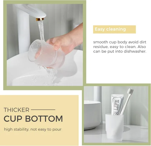 Vista 4 de Aomasi - Taza de cristal para lavabo de baño, taza de cepillo de dientes blanco esmerilado Thickened Substantial Glass, Modern Bathroom Tumbler