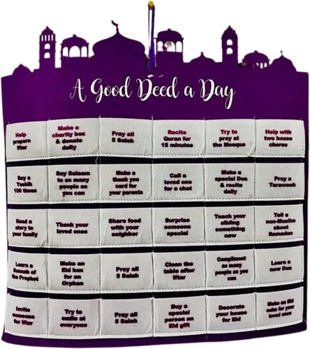 Vista 8 de Calendario de cuenta regresiva de Ramadán para niños, calendario islámico, festivo, decoración del hogar, calendario de Adviento de Ramadán Mubarak