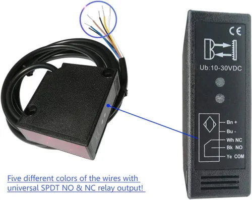 Vista 7 de IP67 Impermeable Universal 10-30VDC Seguridad Retro-Reflectante Sensor de haz fotoeléctrico para abridor de puerta de 12 V CC y 24 VCC, sensor