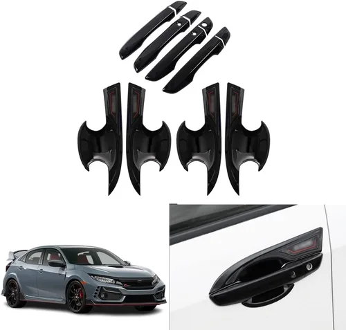 Vista 8 de Accesorios exteriores personalizados para Honda Civic Hatchback/Type R 2016 2017 2018 2019 2020 2021 ABS manija de puerta cubierta de tazón