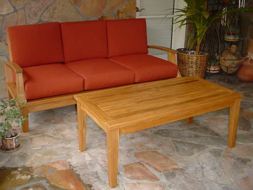 Vista 4 de Anderson Teak Mesa de centro rectangular Brianna de los muebles del jardín del césped del patio