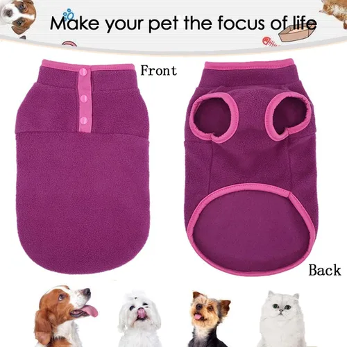 Vista 6 de Paquete de 2 suéteres para perro, chaqueta cálida para cachorros, abrigo de otoño e invierno, ropa de forro polar elástico para mascotas con botones
