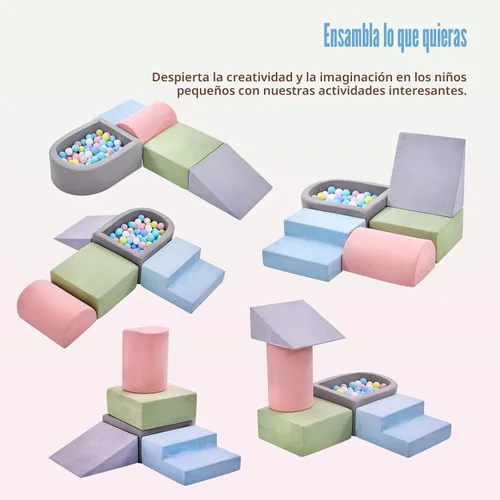 Vista 3 de Juguetes de escalada para niños pequeños, bloques de espuma para escalar con foso de bolas para bebé, juego de escalada suave para niños pequeños