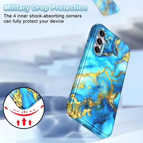 Vista 4 de Lamcase Funda para Galaxy S24 FE, resistente a prueba de golpes, híbrida de policarbonato duro, TPU suave, protección contra caídas de tres capas