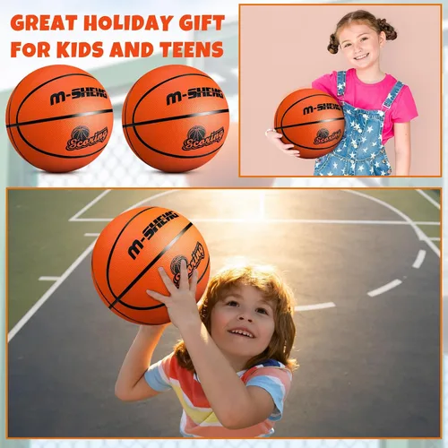 Vista 5 de Jenaai 12 pelotas de baloncesto de goma a granel tamaño oficial 5 (27.5 pulgadas) para niños y jóvenes, baloncesto al aire libre con bomba
