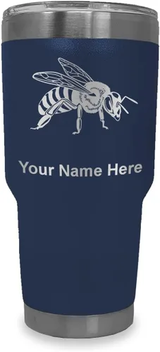 Vista 30 de LaserGram Vaso aislado al vacío de 20 onzas, abeja miel, grabado personalizado incluido (negro)