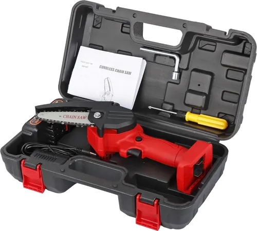 Vista 9 de Mini motosierra inalámbrica de 4 pulgadas, motosierras portátiles de mano con una sola mano para corte de madera de rama de árbol