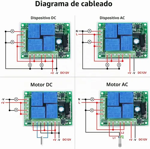 Vista 2 de QIACHIP - Relé de 12 V CC, mando a distancia inalámbrico con interruptor RF, control remoto de 4 canales, módulo 433 MHz, kit de transmisor y 1