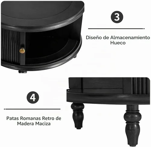 Vista 5 de LKTART Mesa auxiliar anidable para sala de estar, mesas de centro redondas de madera maciza de vidrio templado con almacenamiento, mesa central