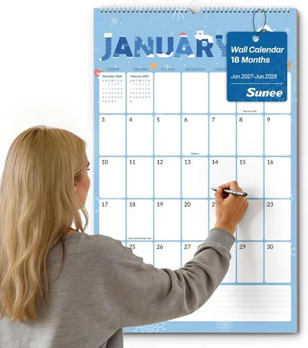 Vista 24 de SUNEE Calendario de pared grande 2026-2027, 22.75 x 15.5 pulgadas, calendario de 18 meses (finaliza marzo de 2028), vertical extragrande, playas