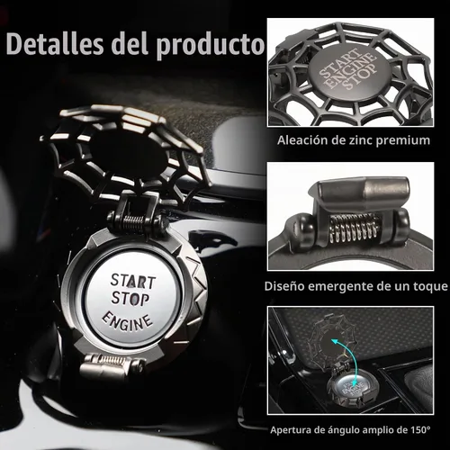 Vista 4 de TOMALL Cubierta Universal para Botón de Arranque de Coche y Motocicleta, Tapa de Botón de Arranque y Parada del Motor, Adorno de Protección Negro