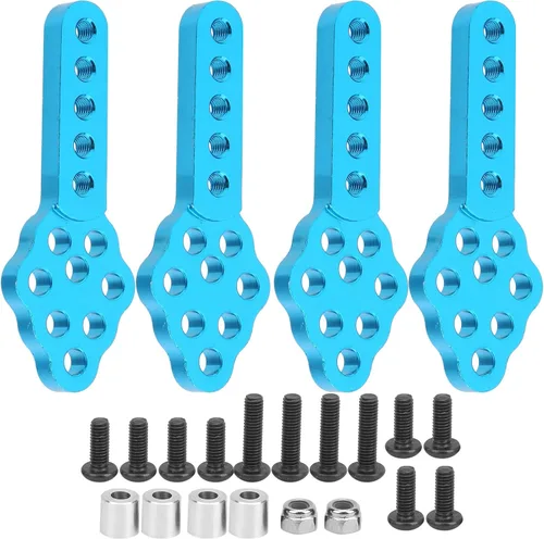 Vista 5 de Soporte de amortiguador RC, ángulo de altura ajustable, soporte de choque RC Crawler, 4 piezas de aleación de aluminio azul, para entusiastas de RC