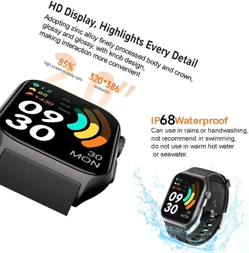 Vista 6 de Jawploy Reloj inteligente con rastreador de actividad física (respuesta/hacer llamadas) con monitor de frecuencia cardíaca, contador