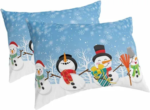 Vista 14 de Fundas de almohada de tamaño estándar de muñeco de nieve negro, paquete de 2 fundas de almohada suaves decorativas para sofá de cuerpo largo