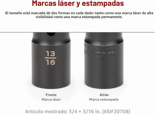 Vista 5 de TEKTON Juego de dados de impacto de tuerca de eje de transmisión de 1/2 pulgada, 7 piezas SID92003