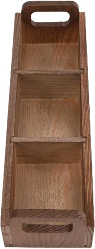 Vista 2 de Focket Tea Bag Organizer, 3 Compartments Pine Wood Tea Storage Container Wooden Box with Double Handles for Cabinet Countertop Office Home