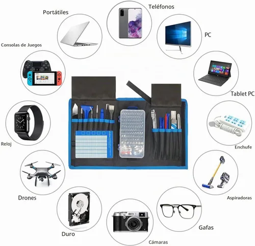 Vista 5 de oGoDeal Juego de destornilladores de precisión 155 en 1, kit profesional de herramientas de reparación electrónica para computadora, gafas, iPhone