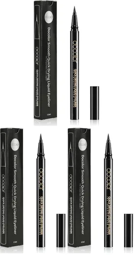 Vista 21 de Docolor - Lápiz delineador de ojos impermeable súper delgado y preciso, delineador líquido negro para todo el día, maquillaje profesional, lápiz