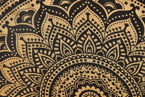Vista 6 de ANJANIYA - Tapiz para colgar en la pared, diseño de mandala, nuevo sombreado dorado, decoración de dormitorio, metálico, hippy, arte de muro