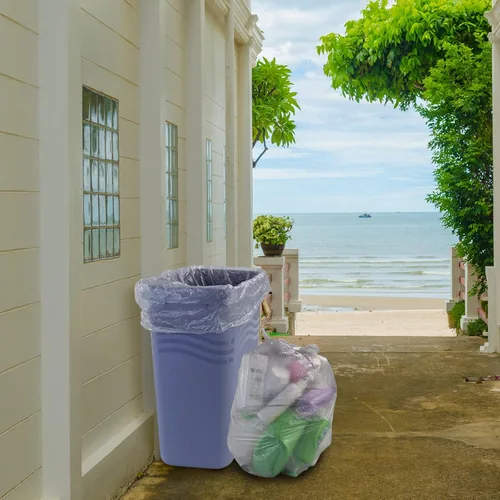 Vista 6 de Morcte Bolsas de basura de 18 galones, bolsa de basura gris, 100