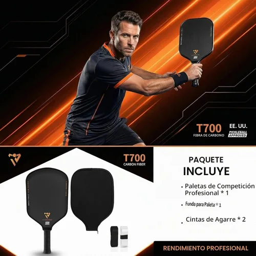 Vista 7 de T700 Carbon Fiber Pickleball Paddle, Pickleball Set 16mm Pickle Ball Rackets with CMS Matte Surface Lightweight Honeycomb Core & Durable Edge Frame