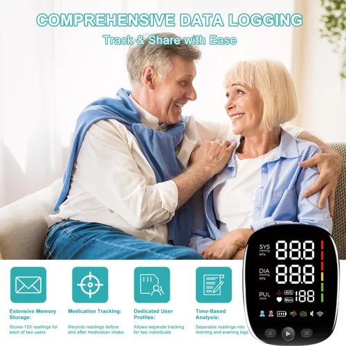 Vista 7 de Monitor de Presión Arterial Bluetooth Automático para Uso Doméstico - con Brazalete Ajustable para Brazo Superior Grande (8.7"-17.3"), Seguimiento