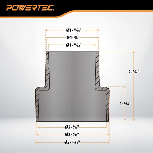 Vista 7 de POWERTEC 70297 Adaptador modular paso 4 en 1 - Compra accesorios de manguera para colector de polvo Vac