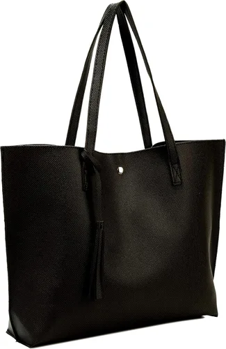 Vista 2 de Bolso con asas para hombro para mujer, de cuero sintético, con borla