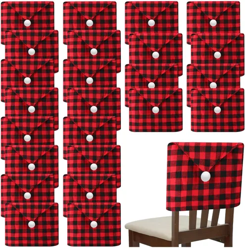 Vista 9 de Peryiter 24 Pcs Christmas Santa Hat Chair Cover Dining Decor, Black