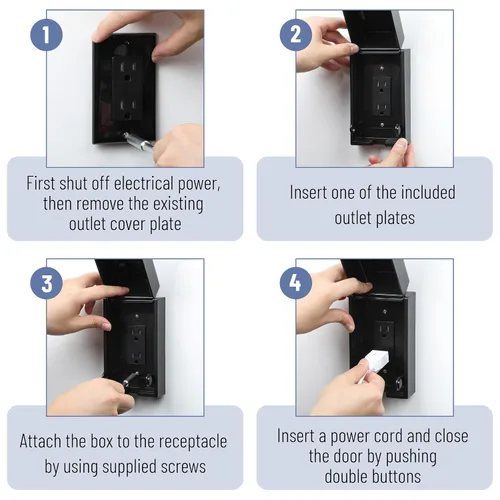 Vista 6 de Bates - Caja de seguridad para bebés, color negro, fundas para enchufes a prueba de bebés, cubiertas de enchufe para enchufes eléctricos