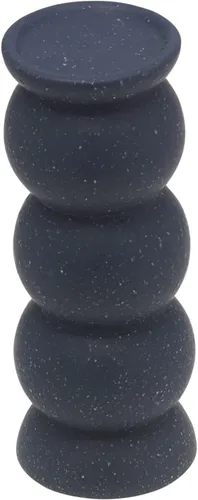 Vista 2 de Elements Portavelas de cerámica de 10 pulgadas, diseño de esfera apilada en azul oscuro, soporte decorativo moderno para decoración del hogar, sala