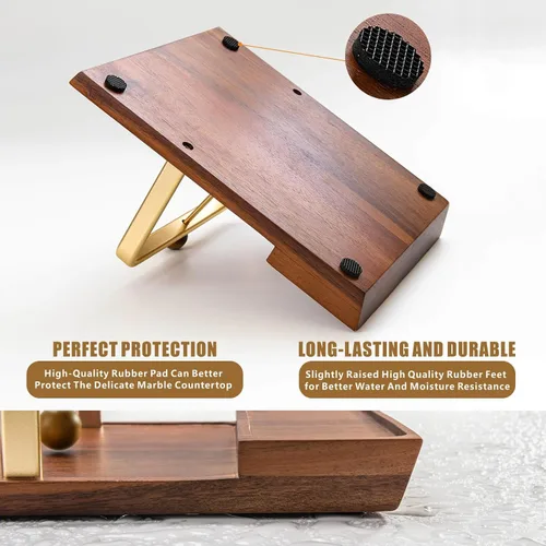 Vista 5 de Servilletero de madera con soporte para salero y pimentero, almacenamiento dos en uno para servilletas y botellas de condimentos, soporte