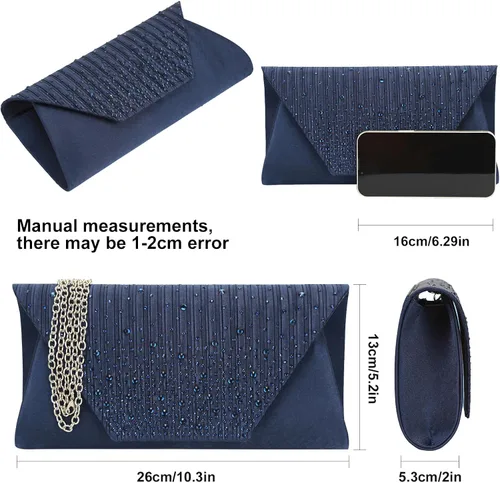 Vista 2 de Eshow Bolso de mano para mujer, bolso de noche, diseño de lentejuelas con cuentas vintage, bolsa de diamantes de imitación para boda, fiesta