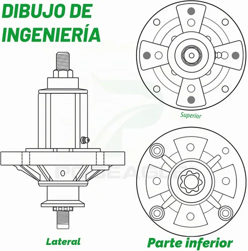 Vista 8 de GY21098 Conjunto de husillo para cubiertas John Deere D110 D105 A2 1xHusillo+1xGX20367