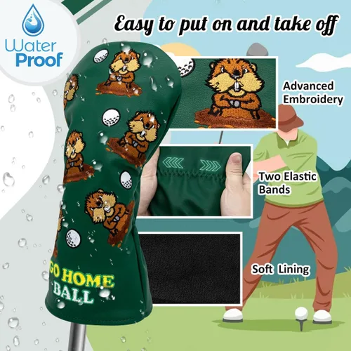 Vista 4 de Barudan Golf Groundhog Funda para Cabeza de Driver de Golf Funda para Cabeza 3 Madera Funda Híbrida para Cabeza Funda para Cabeza de Putter - Funda