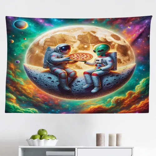 Vista 112 de Ambesonne Tapiz Trippy, vista panorámica de la cascada con bosques de ensueño y mandala oriental psicodélico, decoración de tela para colgar