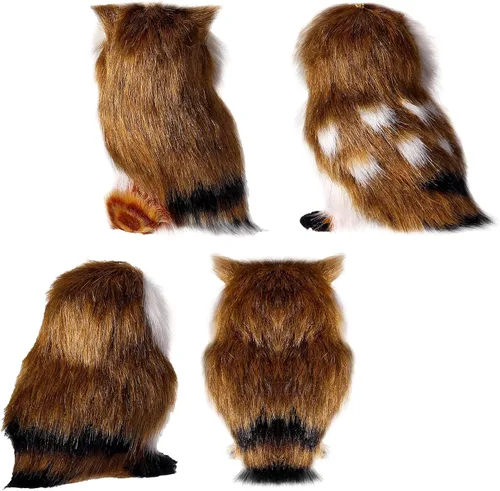 Vista 2 de Sratte Adorno navideño de búho peludo, lindo adorno de animal colgante para árbol de Navidad, fiesta de carnaval (marrón, 12 piezas)