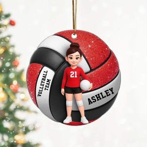 Vista 3 de NONI Adorno de efecto 3D personalizado para jugador de voleibol, regalo único para amantes del voleibol, jugadores y amigos, recuerdo de decoración