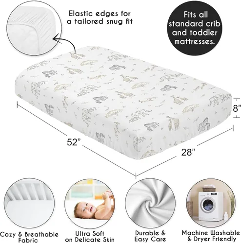 Vista 4 de Sweet Jojo Designs Sábanas bajeras para cuna de bebé (animales de safari jungla) para niños o niñas, guardería infantil, habitación de niños