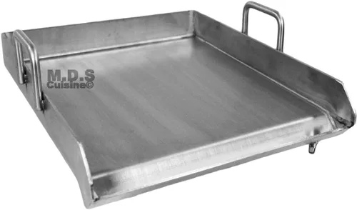 Vista 2 de Plancha Comal Plancha de acero inoxidable de 18 x 16 pulgadas para cocinar con estufa o parrilla al aire libre