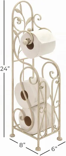 Vista 3 de Soporte Deco 79 de metal para papel higiénico, color blanco Crema