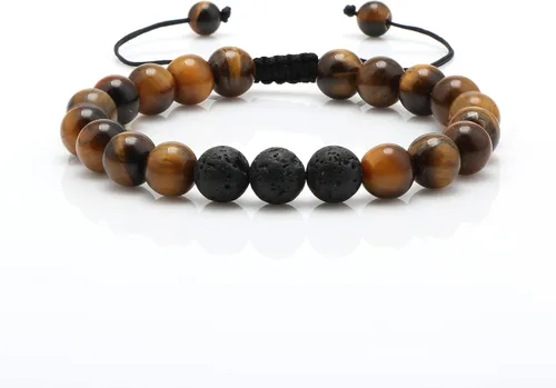 Vista 2 de JoycuFF Pulsera de ojo de tigre para hombre, regalo de aniversario, cumpleaños, día del padre, regalo de Navidad para novio, papá, hijo, esposo
