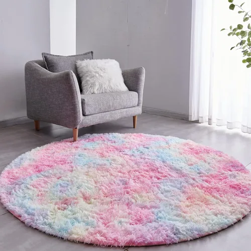 Vista 10 de FJZFING Alfombra Redonda Negra Ultra-Suave de Felpa Moderna 4x4 Alfombra de Área Circular para Dormitorio de Niños, Alfombra Circular Esponjosa Shag