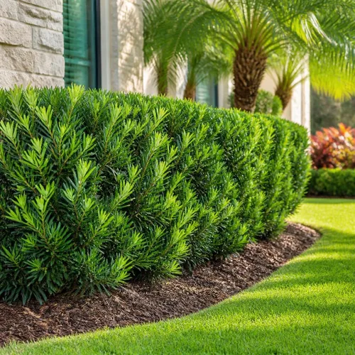 Vista 4 de Podocarpus Macrophyllus Pringles enano - 3 plantas vivas - Denso de hoja perenne bajo seto o bonsái
