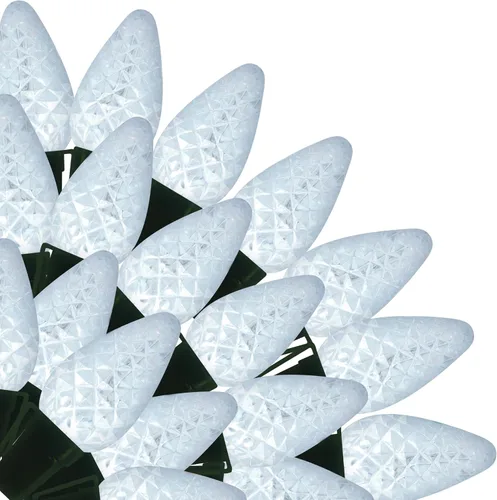 Vista 14 de Brite Star Luz facetada C6 de 80 Lt LED con cable verde, blanco puro