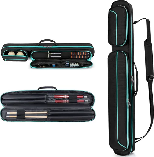 Vista 7 de Estuche para Taco de Billar, Estuche para Taco de Billar 2 x 2 con Ranuras para 2 Ejes y 2 Culatas, Funda de Transporte de Taco de Billar Resistente