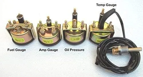 Vista 2 de Willys Jeep MB GPW CJ Ford Gauges Kit-Temperature Oil Pressure Fuel Amp-White Oive Chrome Bezel